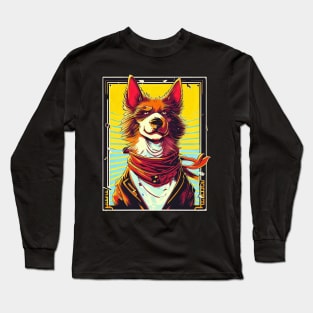 Retro funny cartoon dog portrait Long Sleeve T-Shirt